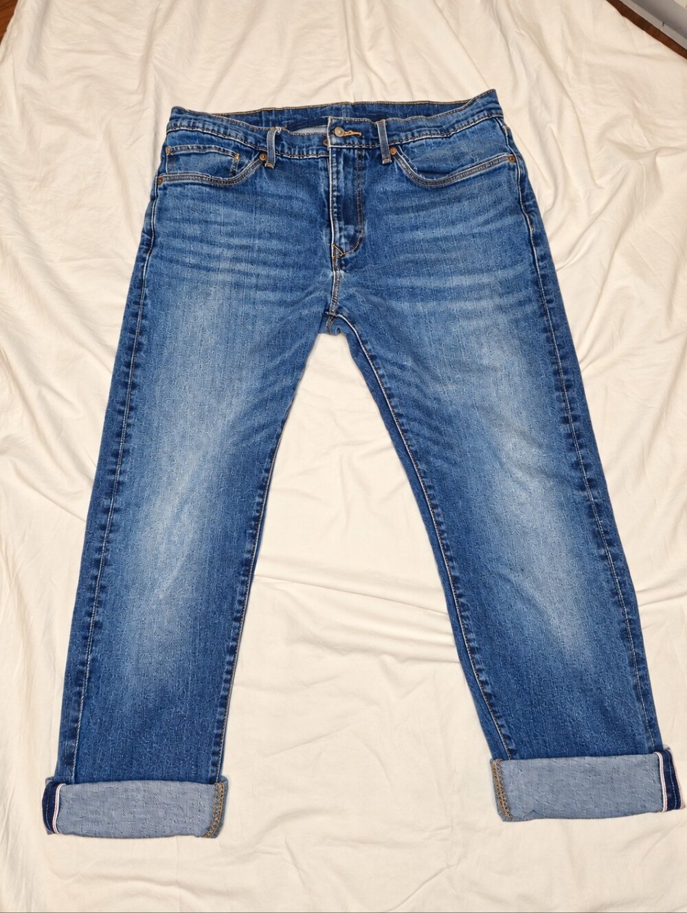 Levi's Selvedge Denim Jeans Black Tab Red Stitch Leather Patch Men's